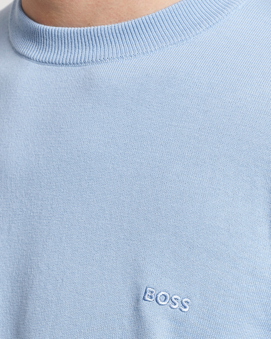 Men | Sweaters & Knitwear | BOSS BLACK | Pacas Crew Neck Pullover Light Blue