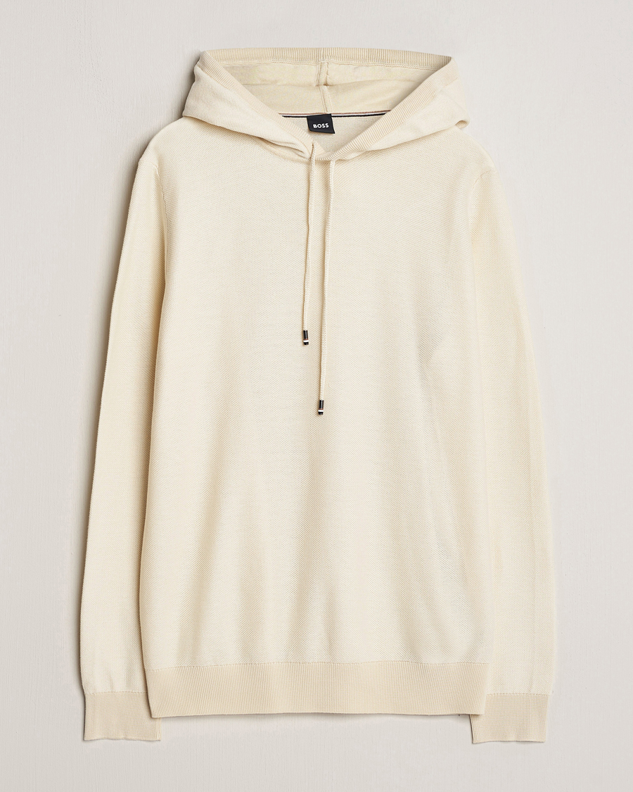 Men | Sweaters & Knitwear | BOSS BLACK | Trapani Hoodie Open White