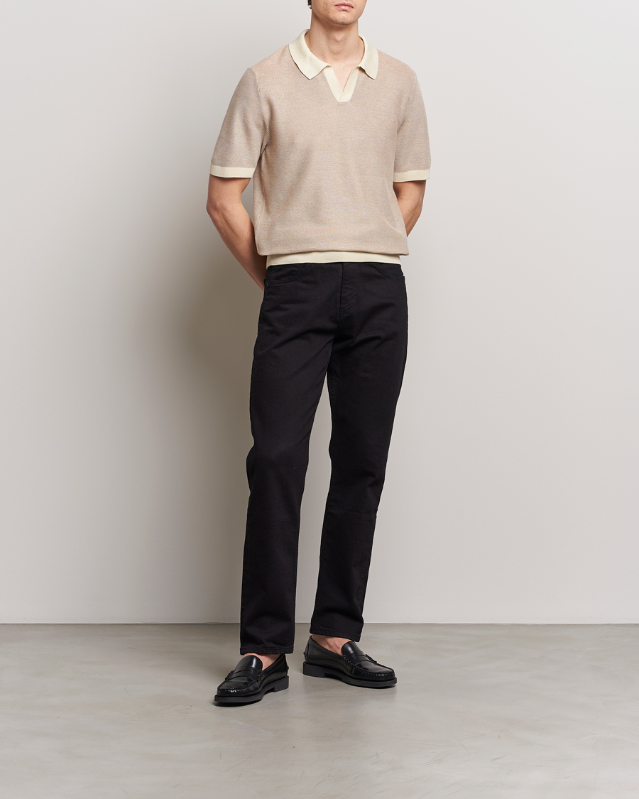 Men | Polo Shirts | BOSS BLACK | Tempio Open Collar Polo Open Beige