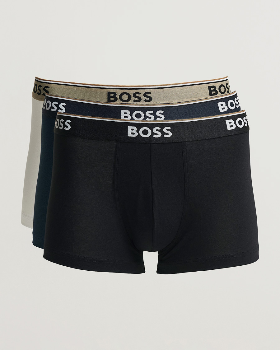 Men | Underwear & Socks | BOSS BLACK | 3-Pack Cotton Trunk Black/White/Blue