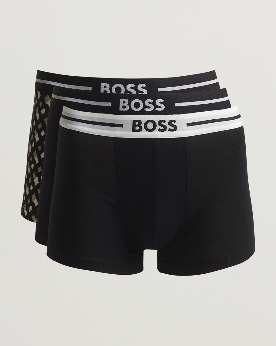 Men | Underwear & Socks | BOSS BLACK | 3-Pack Cotton Trunk Black/White