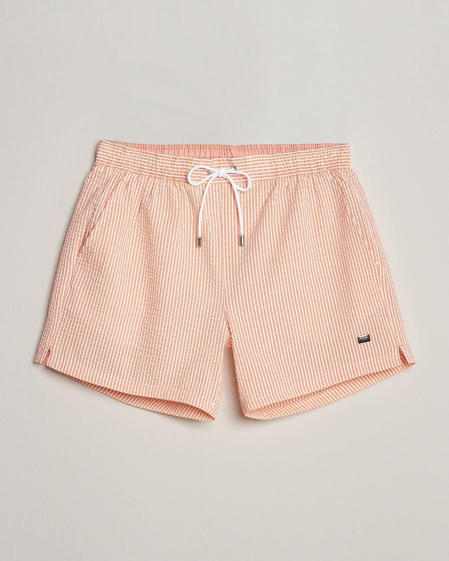 Men | Swimwear | BOSS BLACK | Velvetfish Seersucker Swimshorts Orange