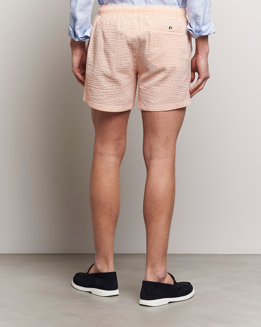 Men | Swimwear | BOSS BLACK | Velvetfish Seersucker Swimshorts Orange