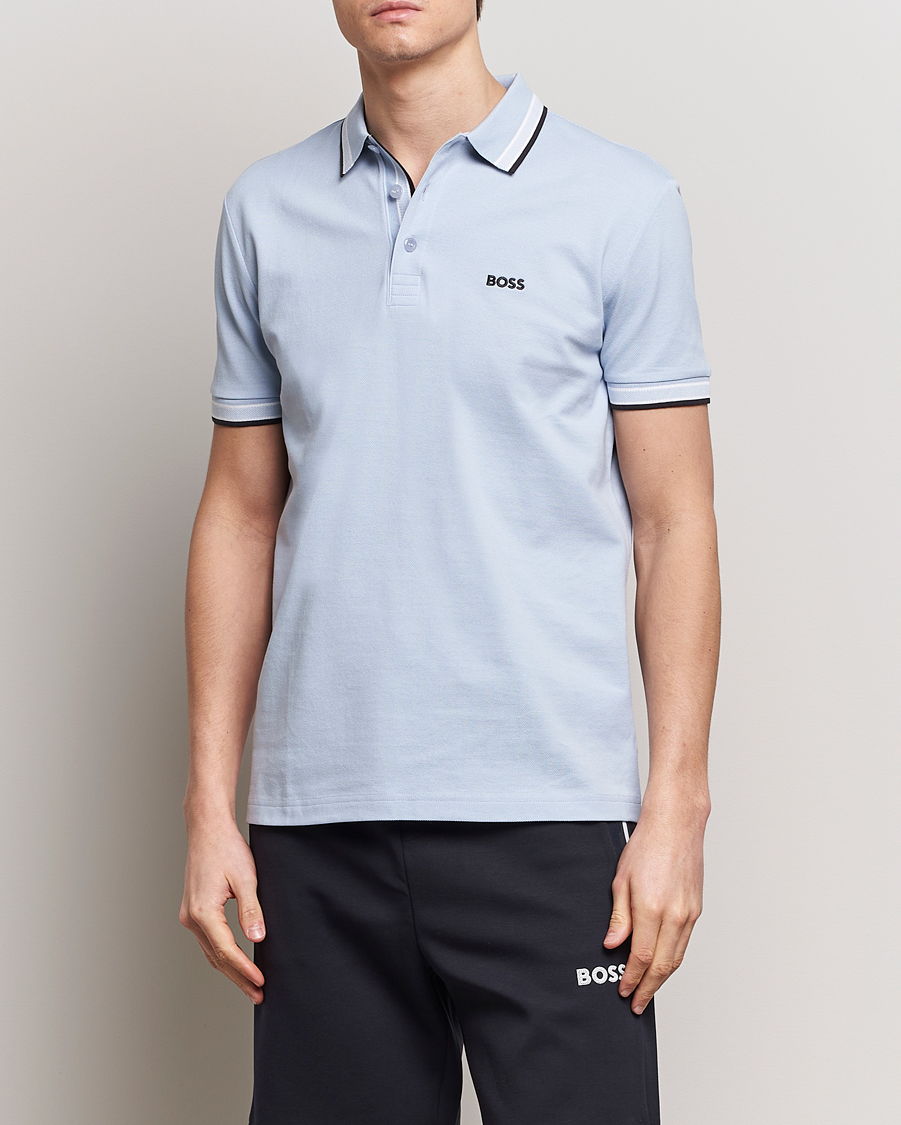 Men | Short Sleeve Polo Shirts | BOSS GREEN | Paddy Jersey Polo Light Blue