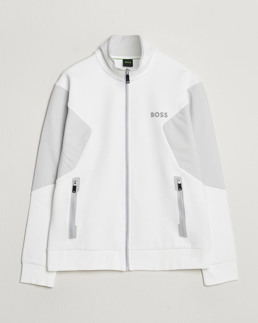Men | Sweaters & Knitwear | BOSS GREEN | Skaz Full Zip Hoodie White