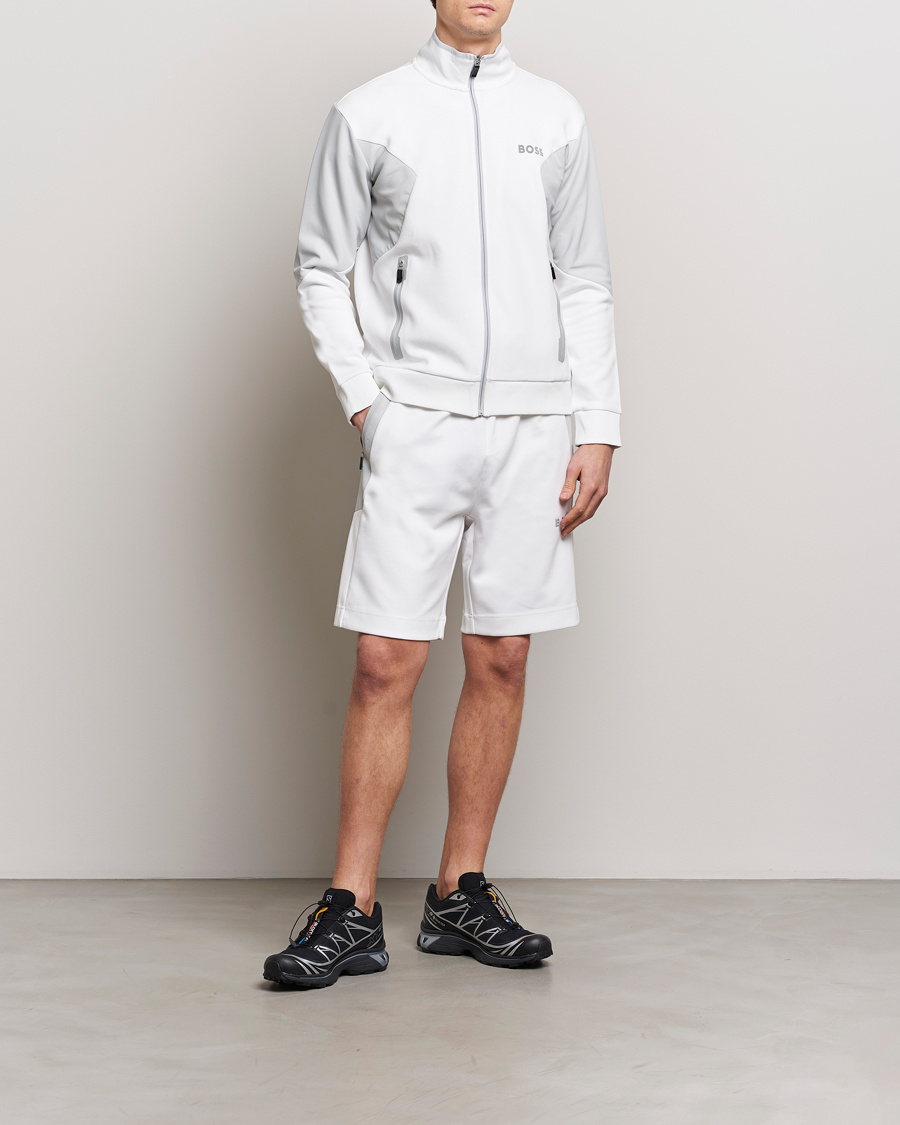 Men | Sweaters & Knitwear | BOSS GREEN | Skaz Full Zip Hoodie White