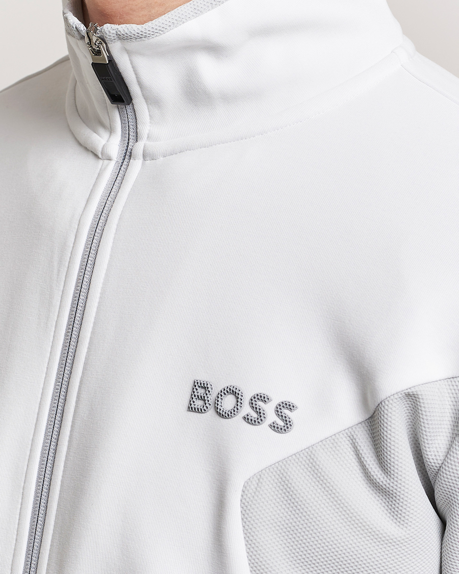 Men | Sweaters & Knitwear | BOSS GREEN | Skaz Full Zip Hoodie White