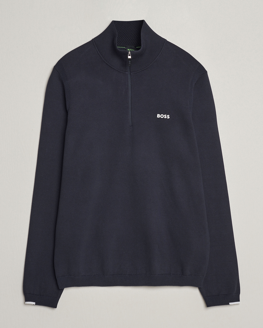 Men | Sweaters & Knitwear | BOSS GREEN | Ever Knitted Half Zip Dark Blue