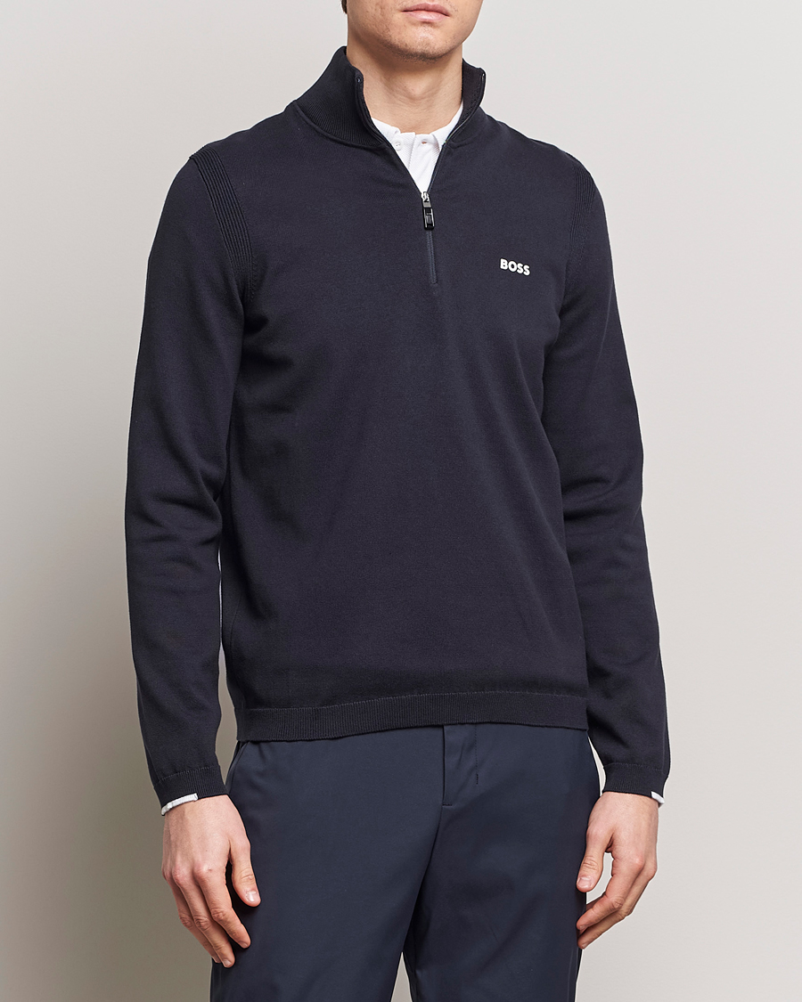Men | Sweaters & Knitwear | BOSS GREEN | Ever Knitted Half Zip Dark Blue