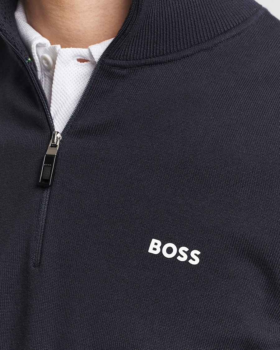 Men | Sweaters & Knitwear | BOSS GREEN | Ever Knitted Half Zip Dark Blue