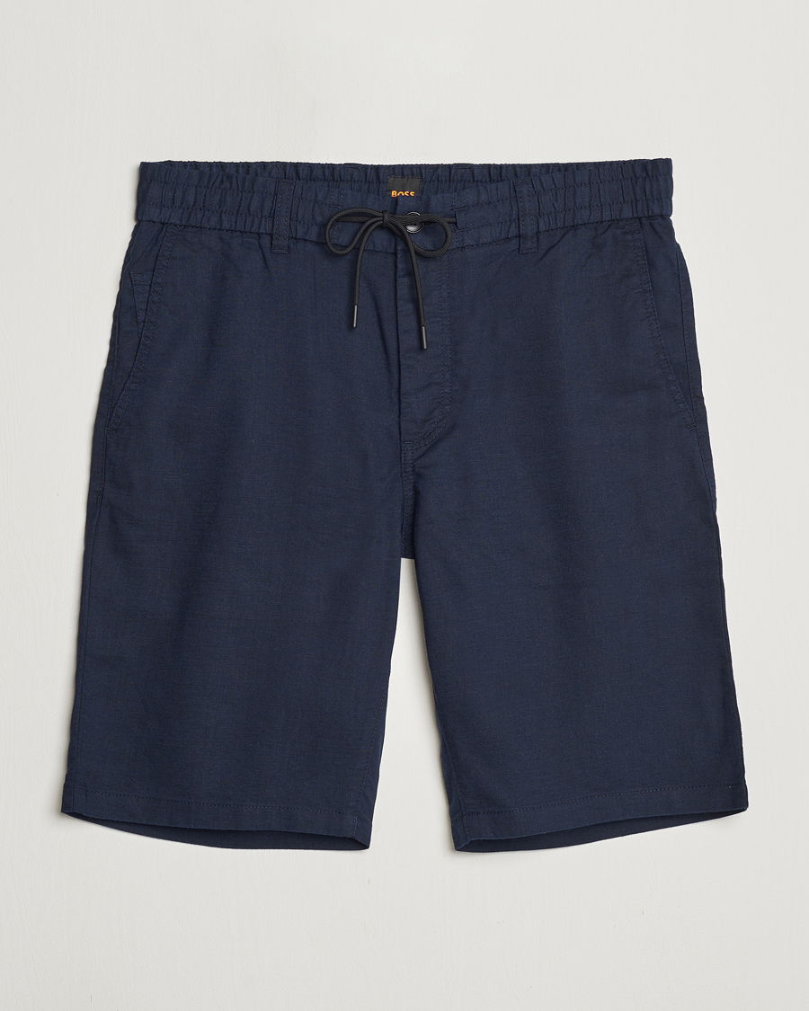 Men | Shorts | BOSS ORANGE | Tapered Chino Drawstring Shorts Dark Blue