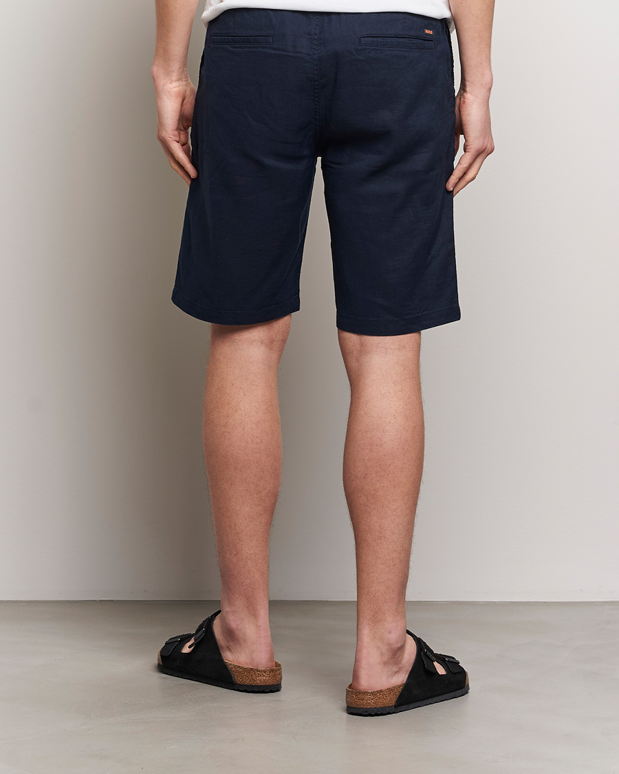 Men | Shorts | BOSS ORANGE | Tapered Chino Drawstring Shorts Dark Blue