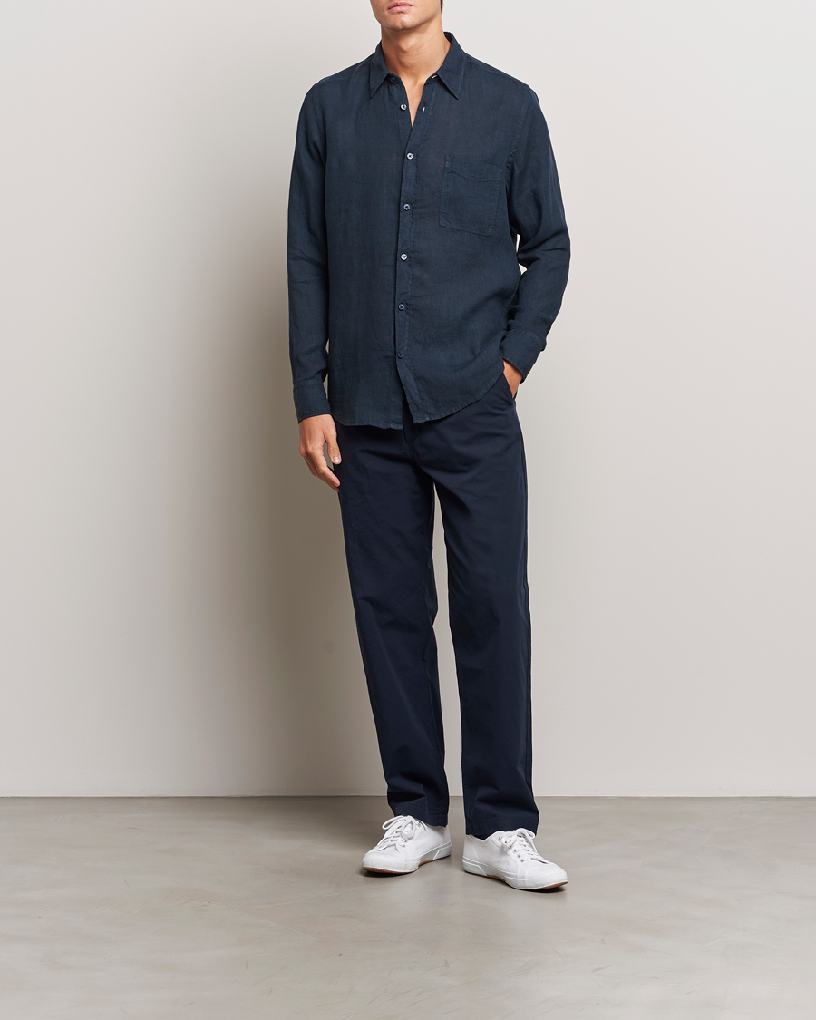 Men | Shirts | BOSS ORANGE | Relegant Linen Shirt Dark Blue