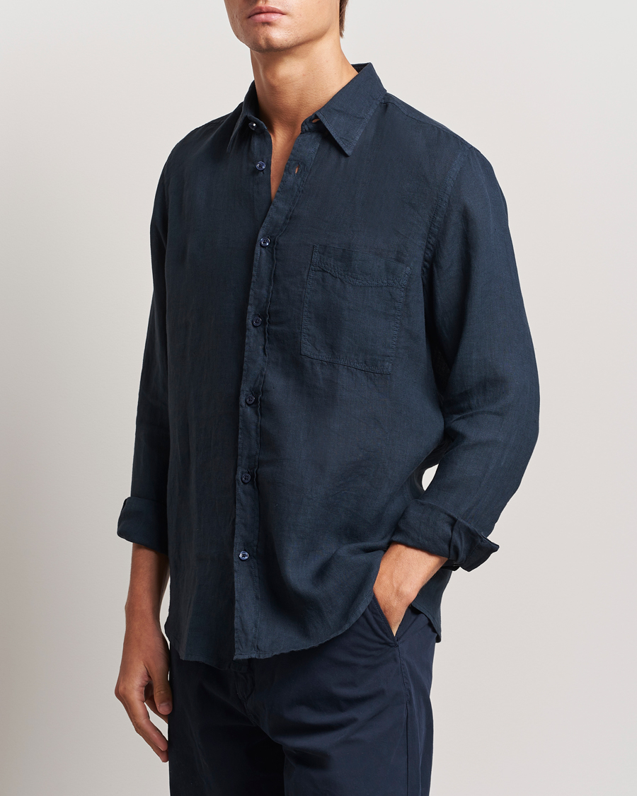 Men | Shirts | BOSS ORANGE | Relegant Linen Shirt Dark Blue