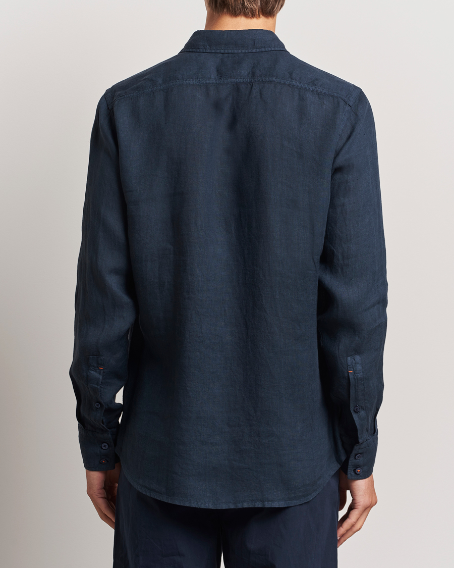 Men | Shirts | BOSS ORANGE | Relegant Linen Shirt Dark Blue