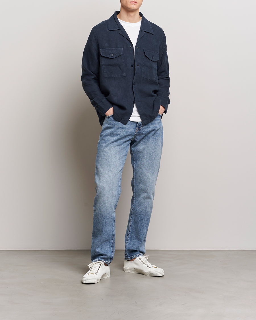 Men | Shirts | BOSS ORANGE | Lovel Linen Overshirt Dark Blue