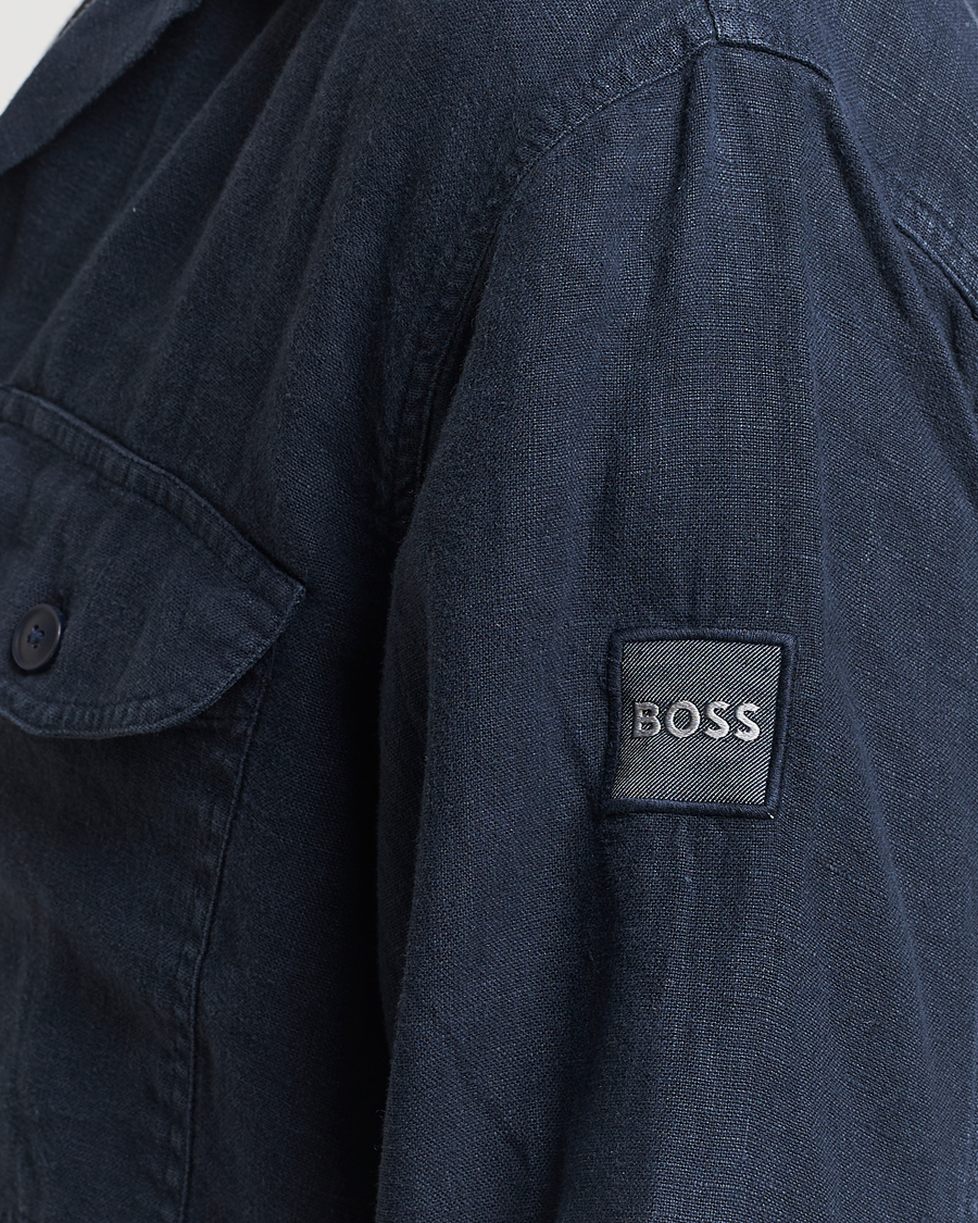 Men | Shirts | BOSS ORANGE | Lovel Linen Overshirt Dark Blue