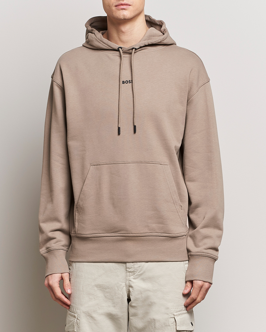 Men | Sweaters & Knitwear | BOSS ORANGE | WeSmall Logo Hoodie Open Brown