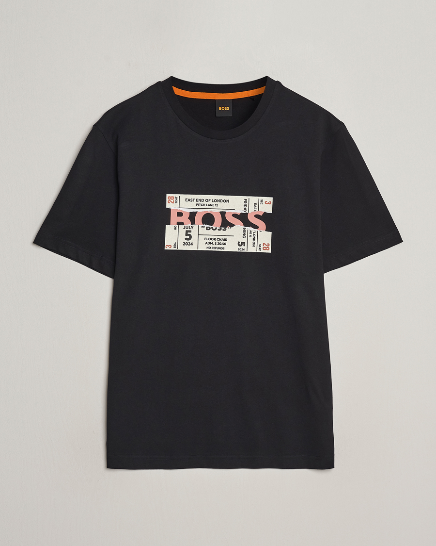 Men | T-Shirts | BOSS ORANGE | Printed Crew Neck T-Shirt Black