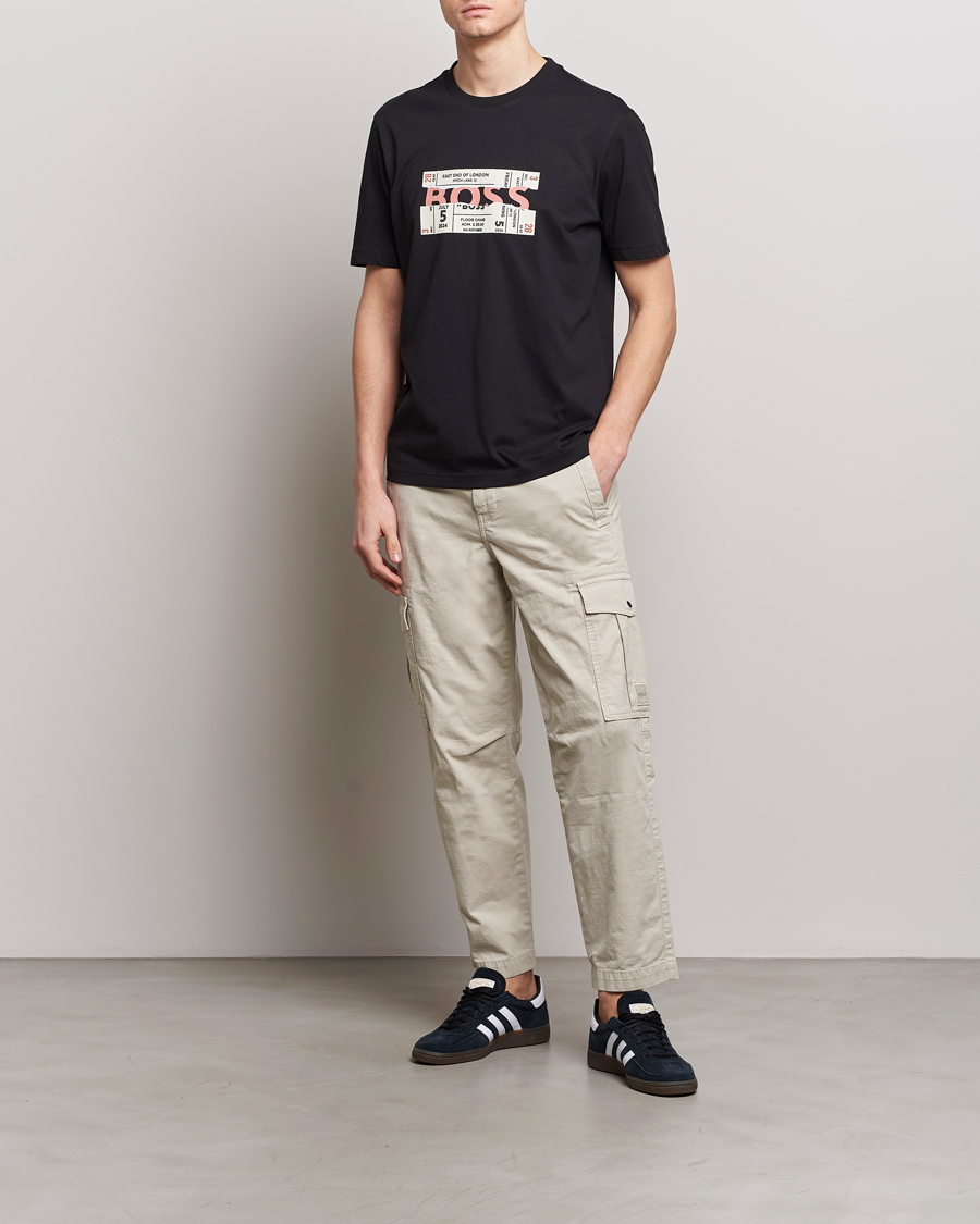 Men | T-Shirts | BOSS ORANGE | Printed Crew Neck T-Shirt Black