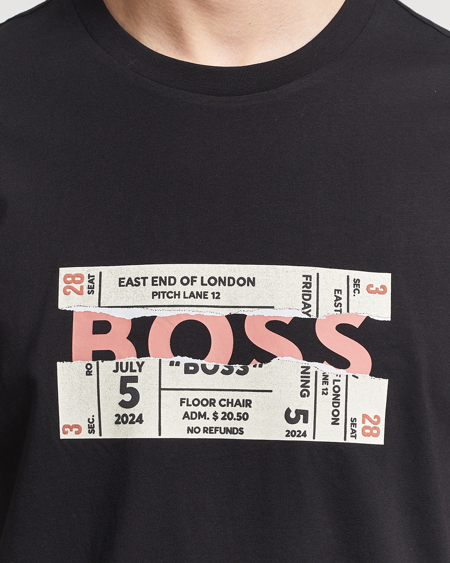 Men | T-Shirts | BOSS ORANGE | Printed Crew Neck T-Shirt Black