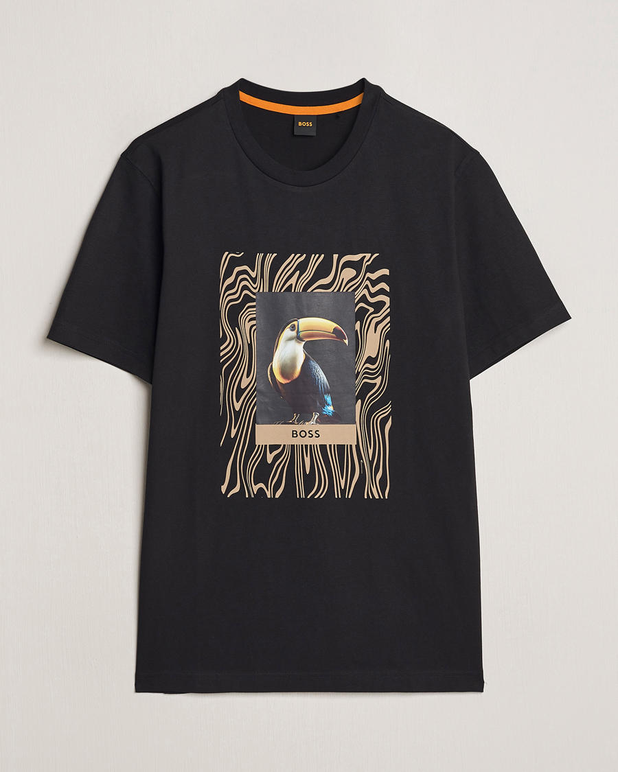 Men | T-Shirts | BOSS ORANGE | Tucan Printed Crew Neck T-Shirt Black
