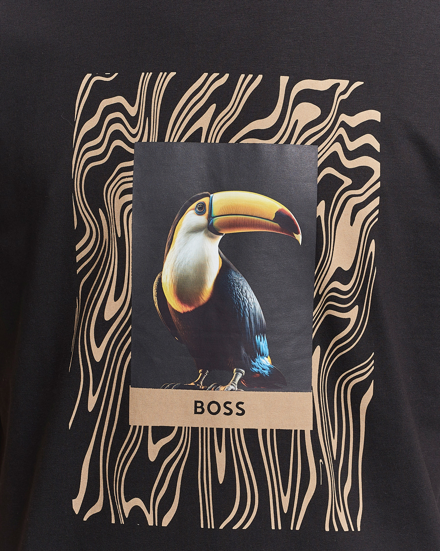 Men | T-Shirts | BOSS ORANGE | Tucan Printed Crew Neck T-Shirt Black