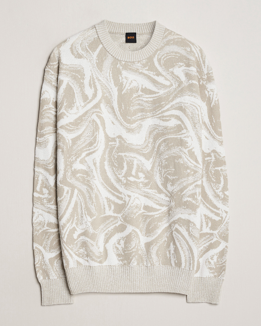 Men | Sweaters & Knitwear | BOSS ORANGE | Kliam Printed Sweatshirt Light Beige