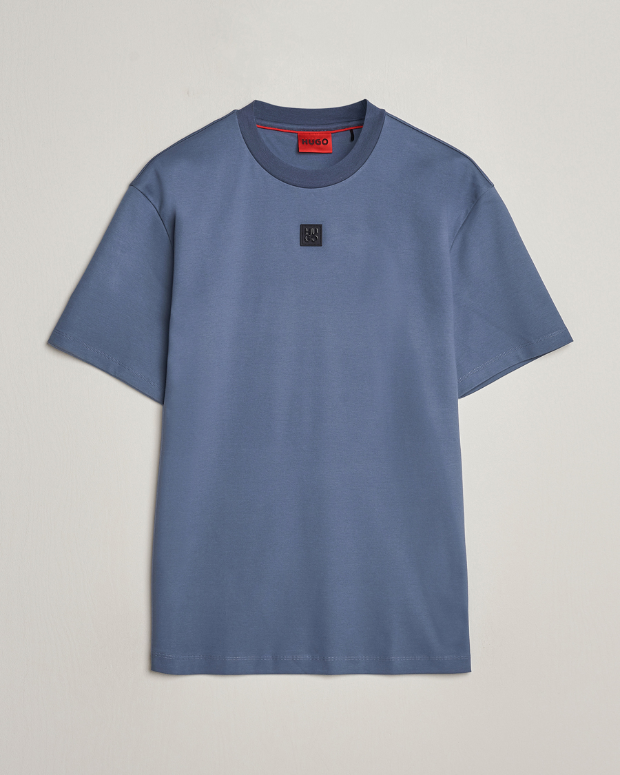 Men | T-Shirts | HUGO | Dalile Logo Crew Neck T-Shirt Open Blue