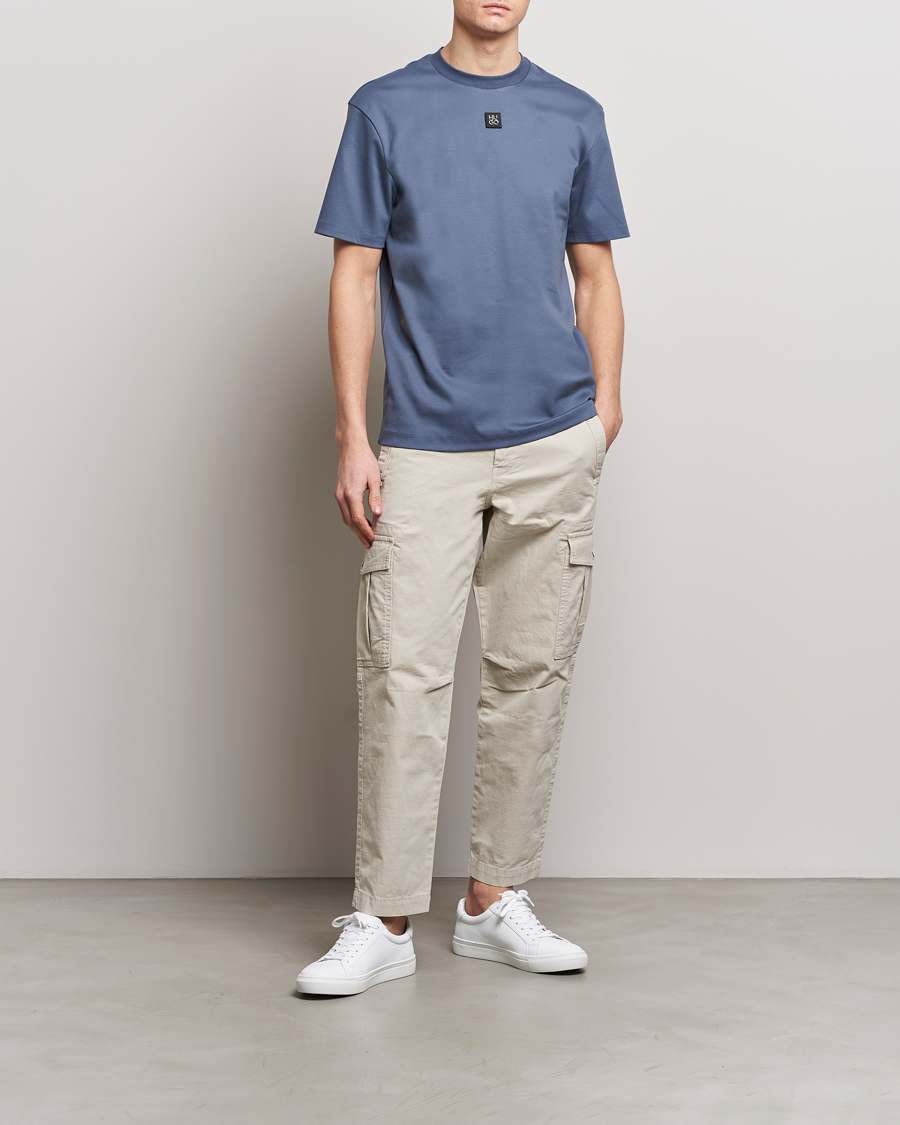 Men | T-Shirts | HUGO | Dalile Logo Crew Neck T-Shirt Open Blue