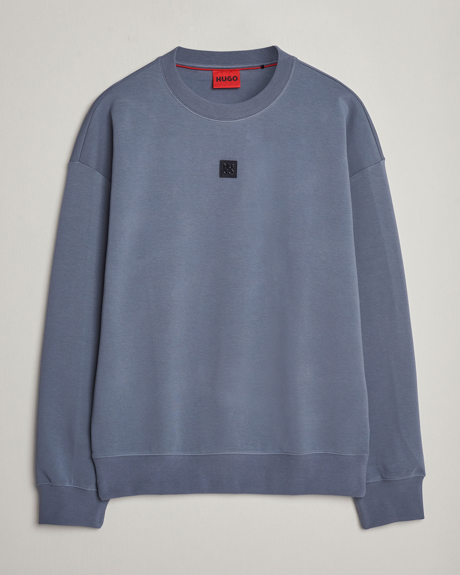Men | Sweaters & Knitwear | HUGO | Dettil Logo Sweatshirt Open Blue