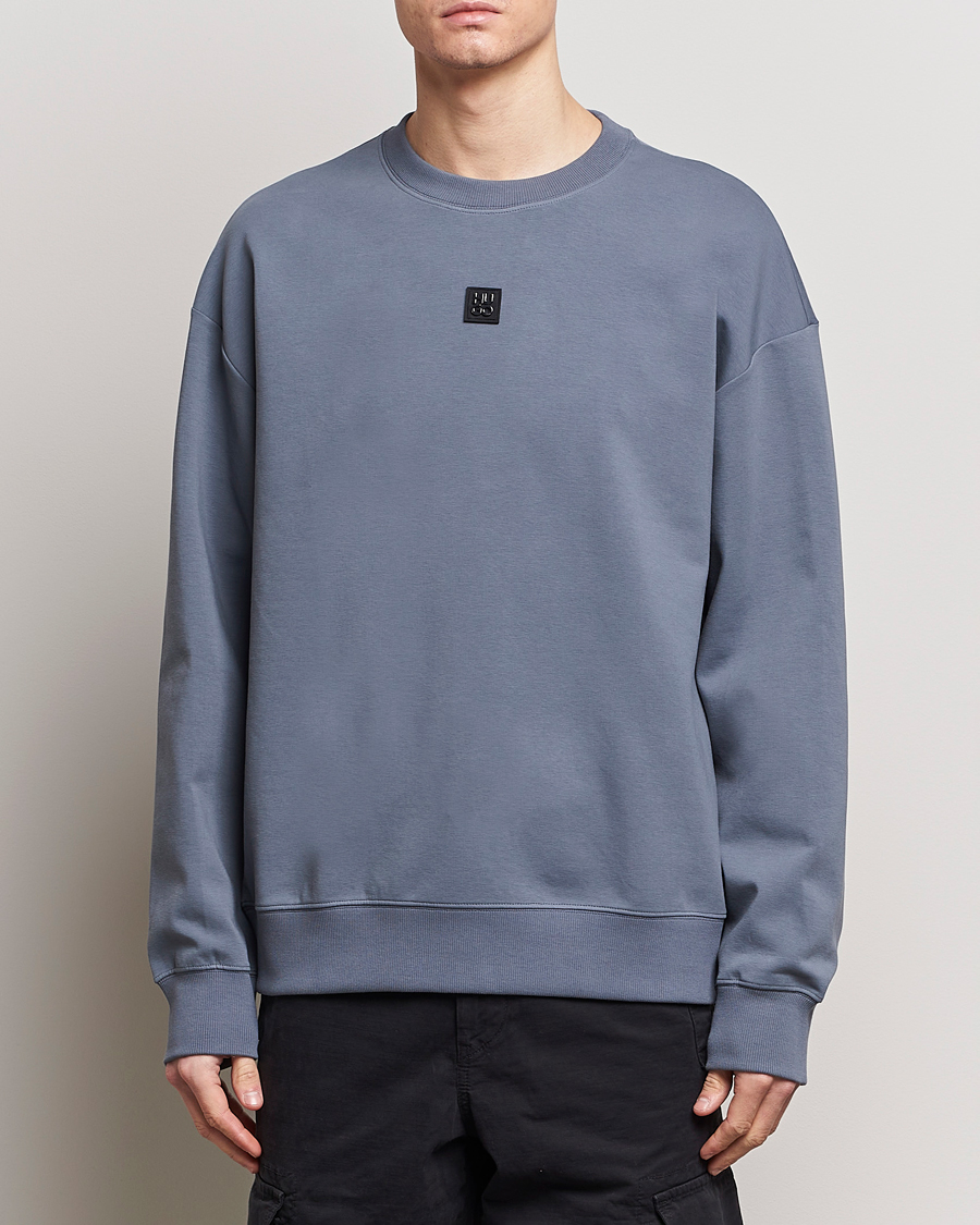 Men | Sweaters & Knitwear | HUGO | Dettil Logo Sweatshirt Open Blue