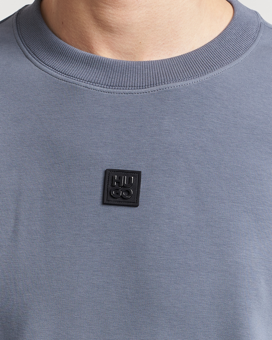 Men | Sweaters & Knitwear | HUGO | Dettil Logo Sweatshirt Open Blue