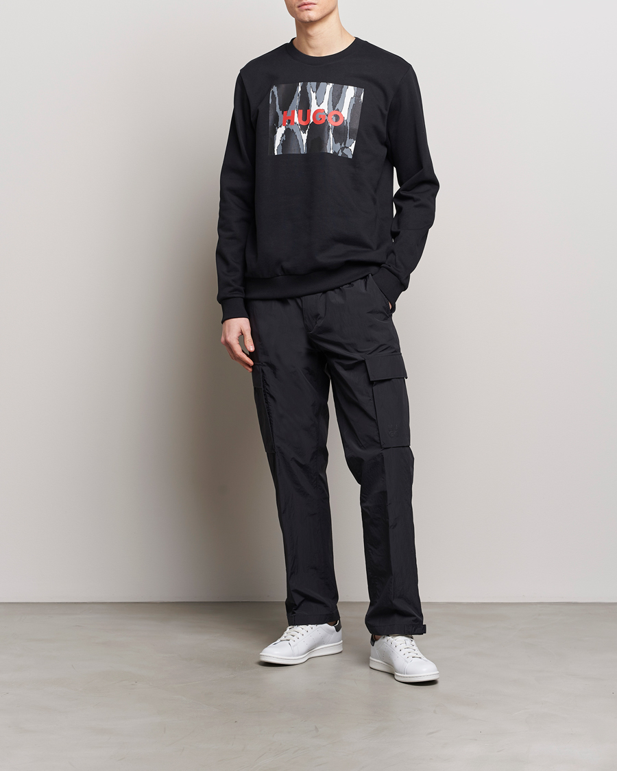 Men | Sweaters & Knitwear | HUGO | Duragol Printed Logo Sweatshirt Black