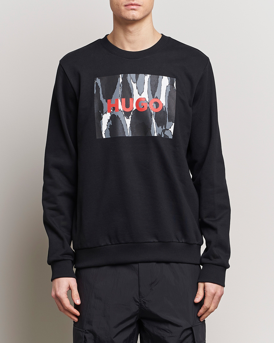 Men | Sweaters & Knitwear | HUGO | Duragol Printed Logo Sweatshirt Black