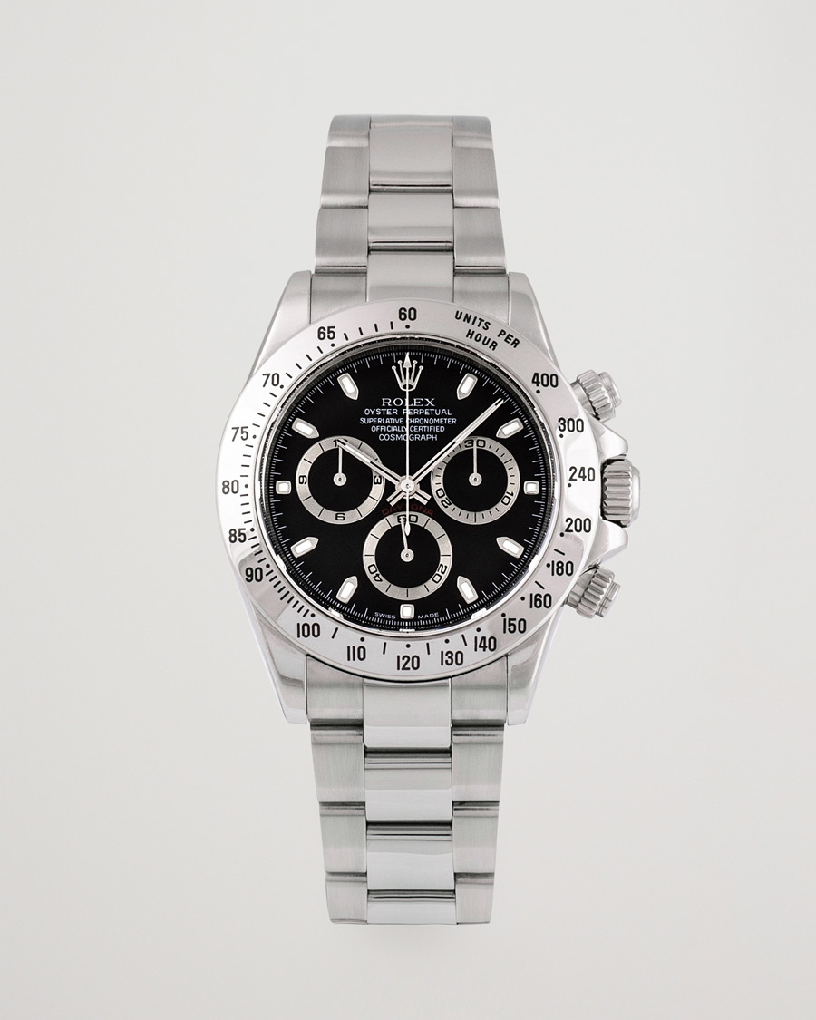 Men | Rolex Pre-Owned Daytona Black dial Steel 116520 Silver | Rolex Pre-Owned | Daytona Black dial Steel 116520 Silver