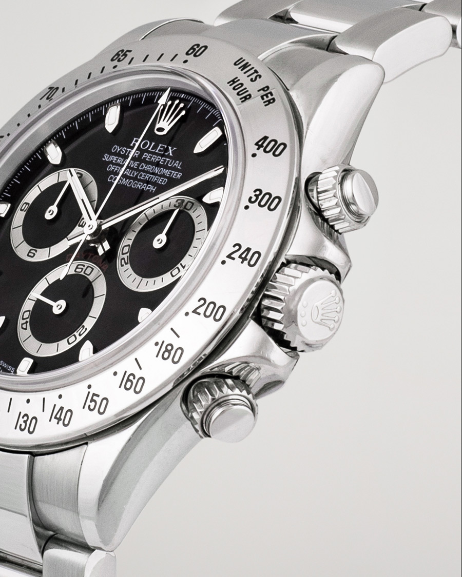 Men | Rolex Pre-Owned Daytona Black dial Steel 116520 Silver | Rolex Pre-Owned | Daytona Black dial Steel 116520 Silver