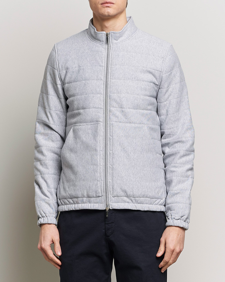 Men | Sweaters & Knitwear | Stenströms | Cotton Collage Zip Jacket Grey