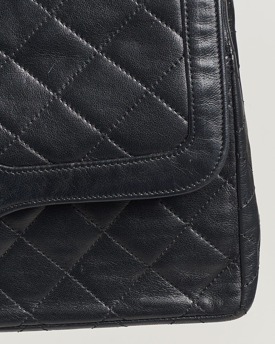 Men | Chanel Pre-Owned Matelasse Double Flap Bag Black | Chanel Pre-Owned | Matelasse Double Flap Bag Black