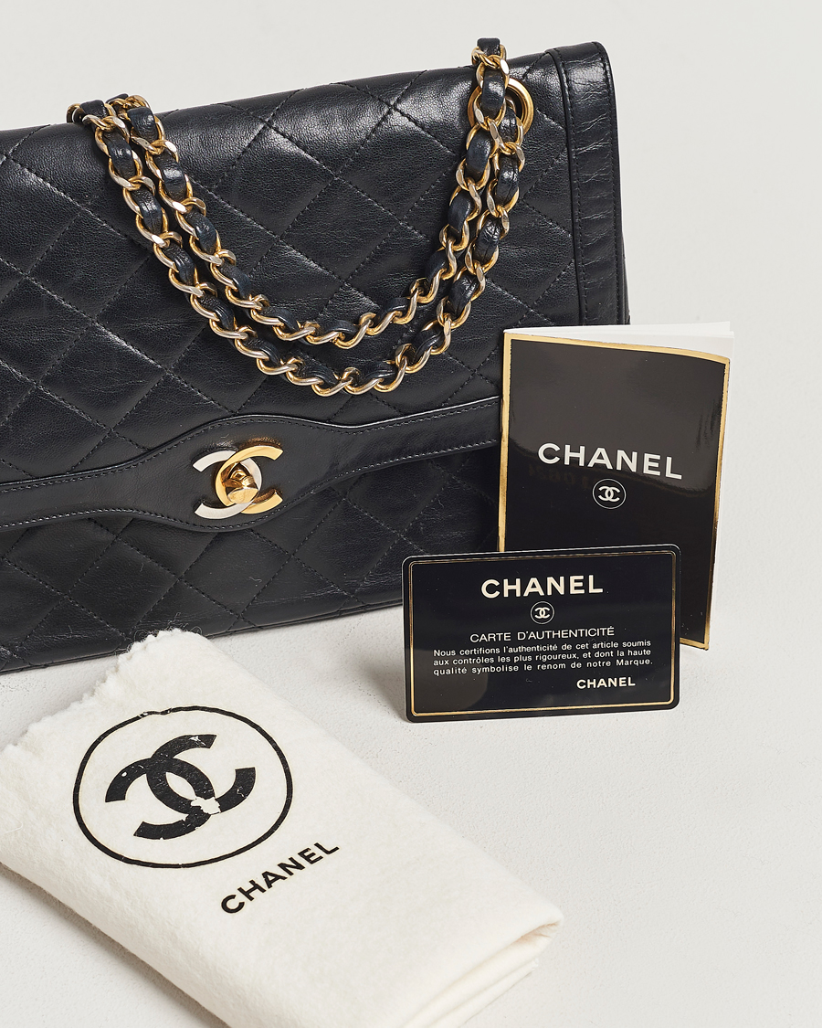 Men | Chanel Pre-Owned Matelasse Double Flap Bag Black | Chanel Pre-Owned | Matelasse Double Flap Bag Black