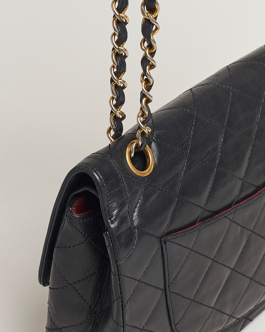 Men | Chanel Pre-Owned Matelasse Double Flap Bag Black | Chanel Pre-Owned | Matelasse Double Flap Bag Black