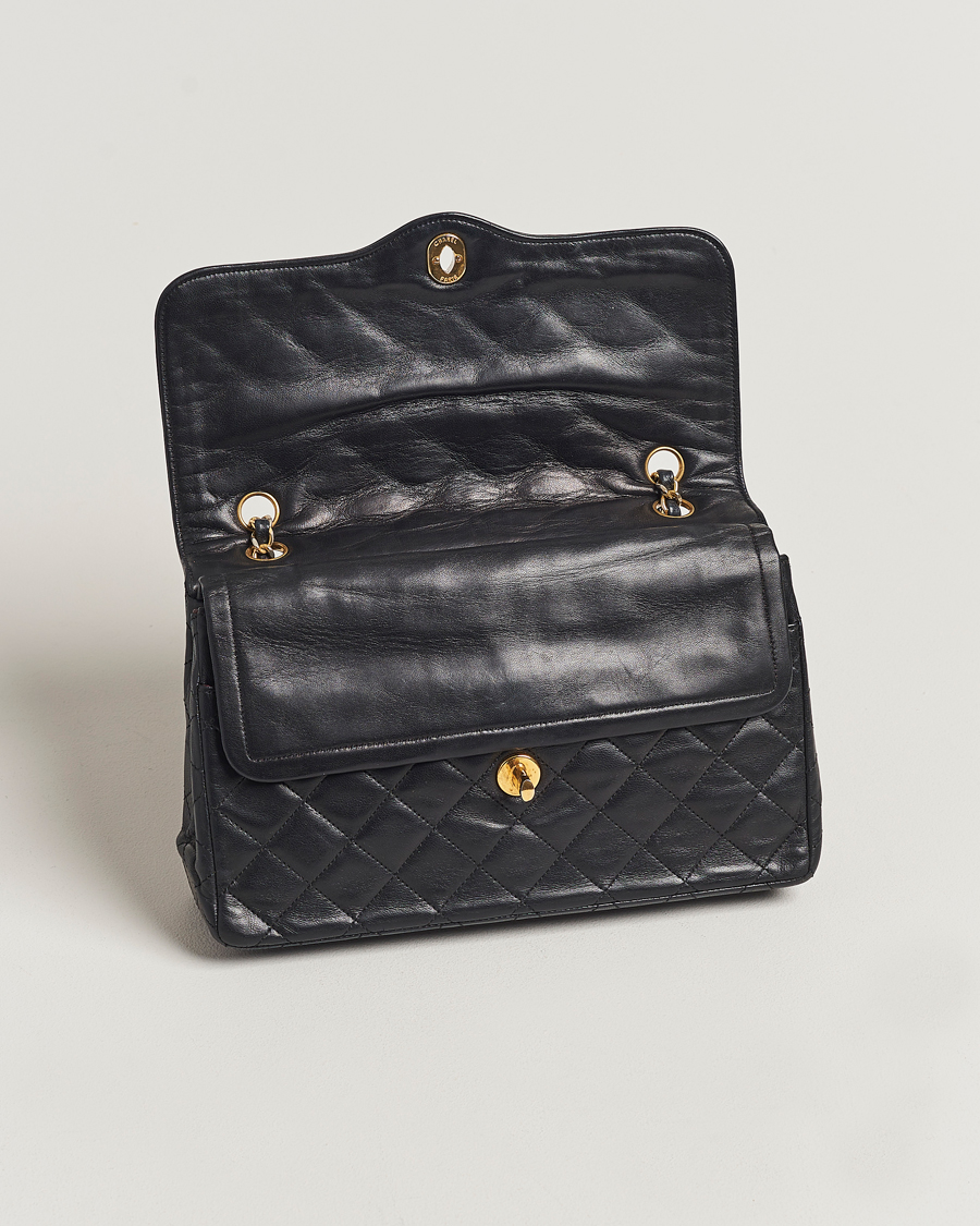 Men | Chanel Pre-Owned Matelasse Double Flap Bag Black | Chanel Pre-Owned | Matelasse Double Flap Bag Black