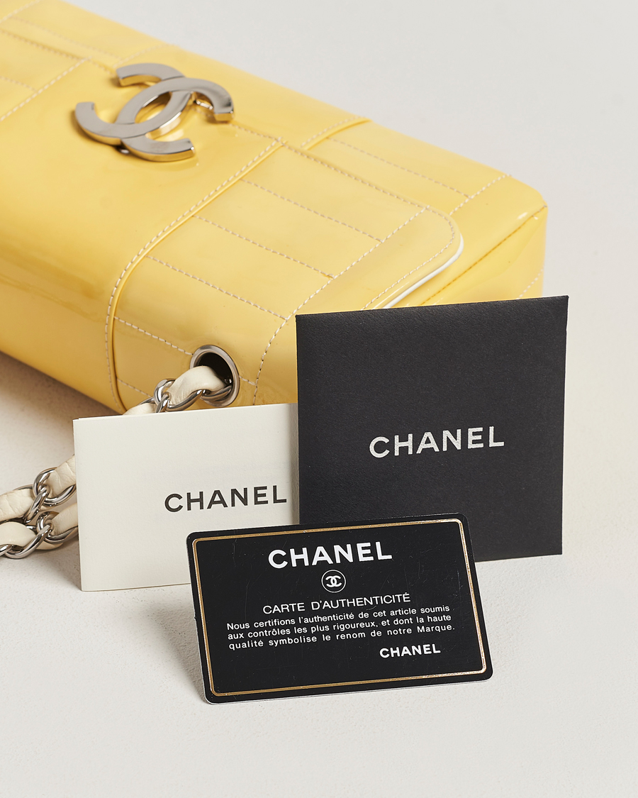 Men | Chanel Pre-Owned Patent Flap Bag Yellow | Chanel Pre-Owned | Patent Flap Bag Yellow