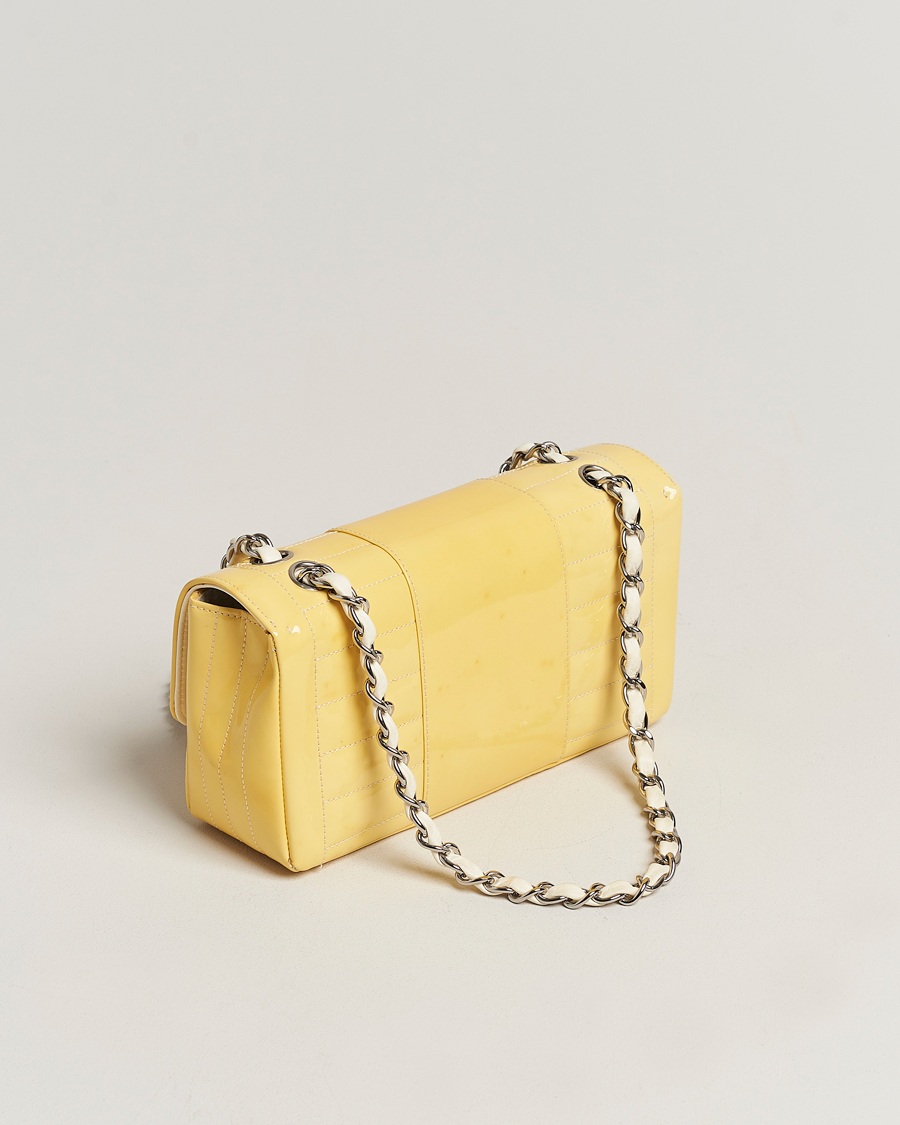 Men | Chanel Pre-Owned Patent Flap Bag Yellow | Chanel Pre-Owned | Patent Flap Bag Yellow