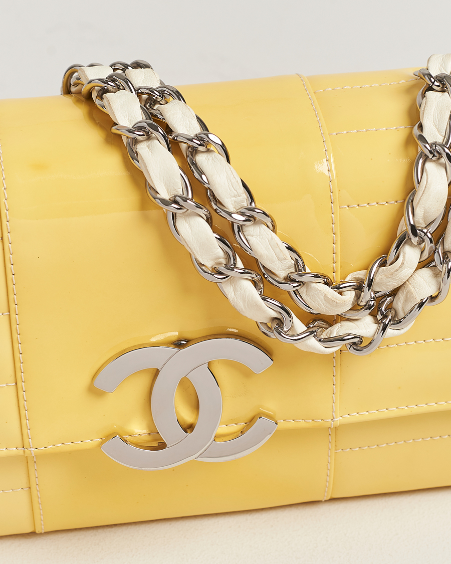 Men | Chanel Pre-Owned Patent Flap Bag Yellow | Chanel Pre-Owned | Patent Flap Bag Yellow