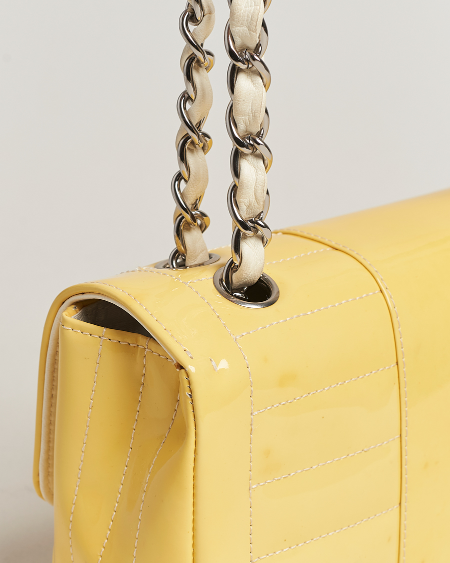 Men | Chanel Pre-Owned Patent Flap Bag Yellow | Chanel Pre-Owned | Patent Flap Bag Yellow