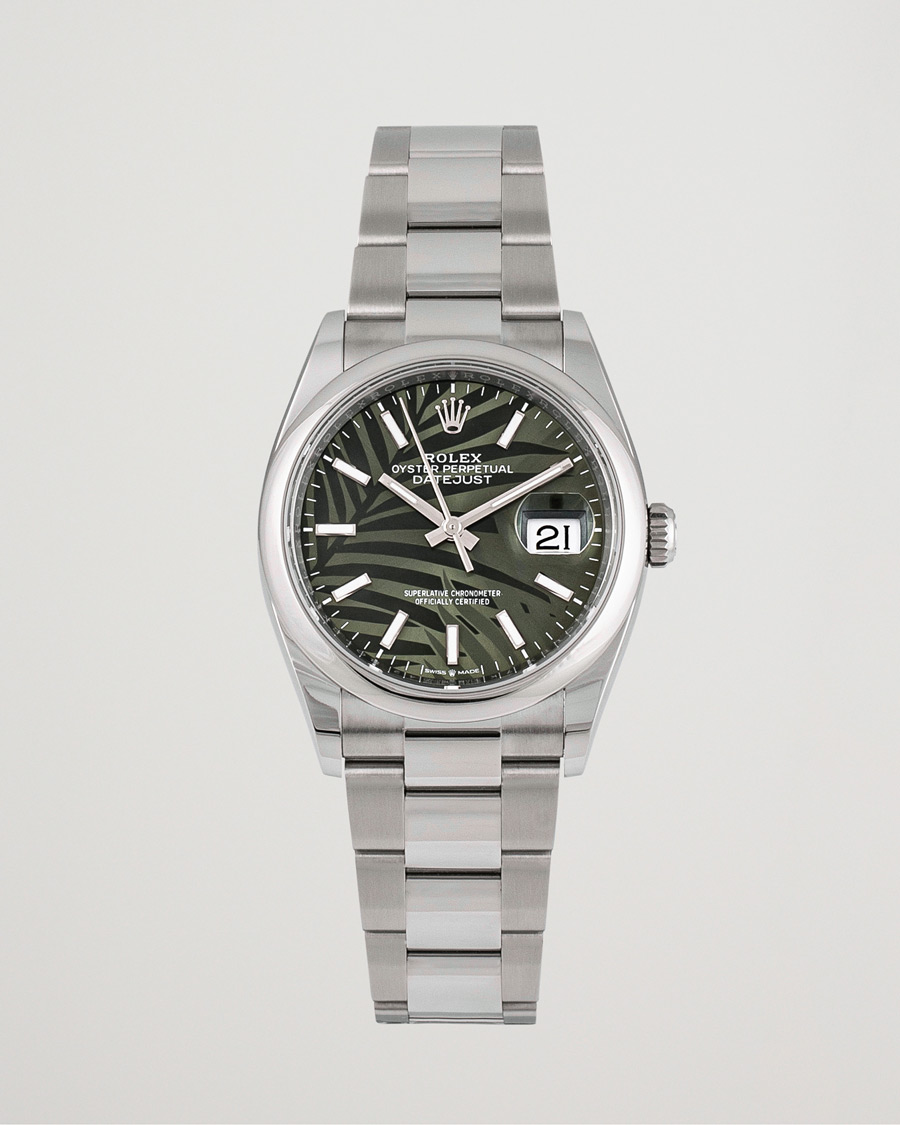 Men | Rolex Pre-Owned Datejust Palm Motif 126200 Silver | Rolex Pre-Owned | Datejust Palm Motif 126200 Silver