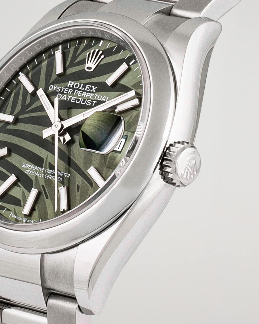 Men | Rolex Pre-Owned Datejust Palm Motif 126200 Silver | Rolex Pre-Owned | Datejust Palm Motif 126200 Silver