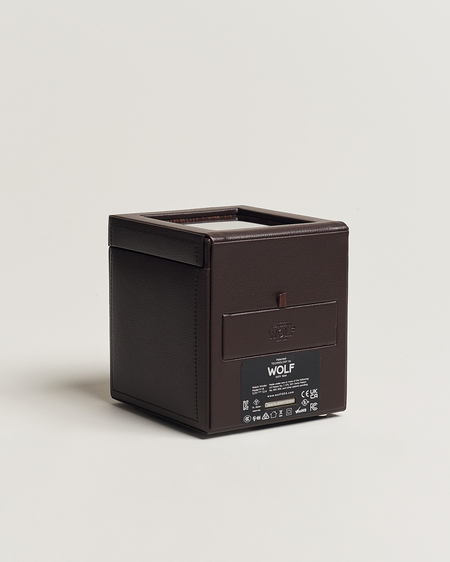 Men | WOLF WM Brown Single Watch Winder Tweed Brown | WOLF | WM Brown Single Watch Winder Tweed Brown