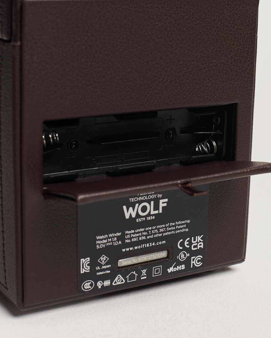 Men | WOLF WM Brown Single Watch Winder Tweed Brown | WOLF | WM Brown Single Watch Winder Tweed Brown